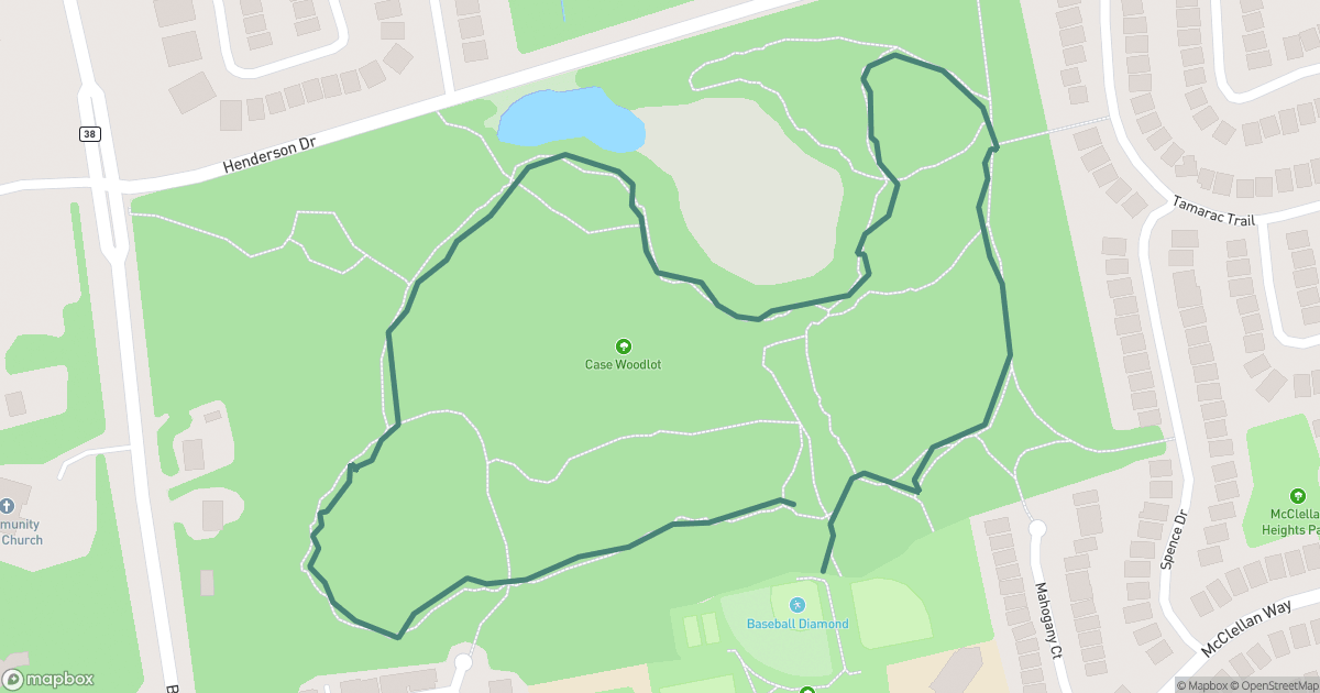 Route map of Case Woodlot
